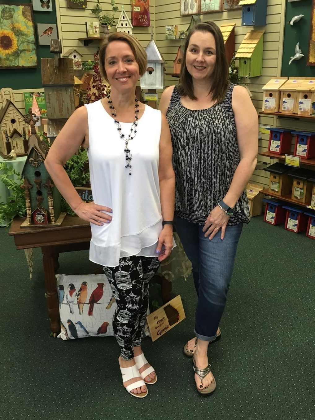 Julia Elliott and Karen Theodorou, owners of Bird Watcher Supply Company