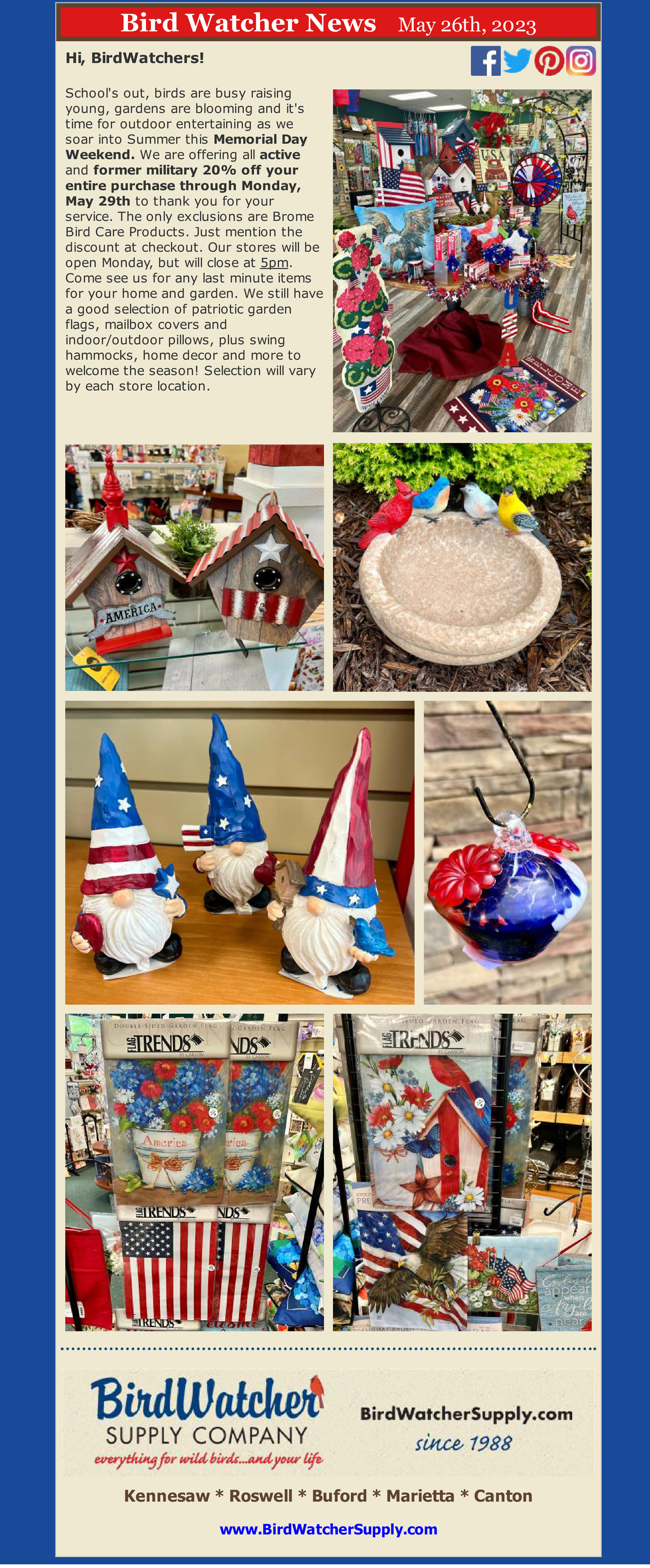 garden, birdbath, garden flag, pillow, birdhouse, memorial day, usa, spinner, outdoor decor