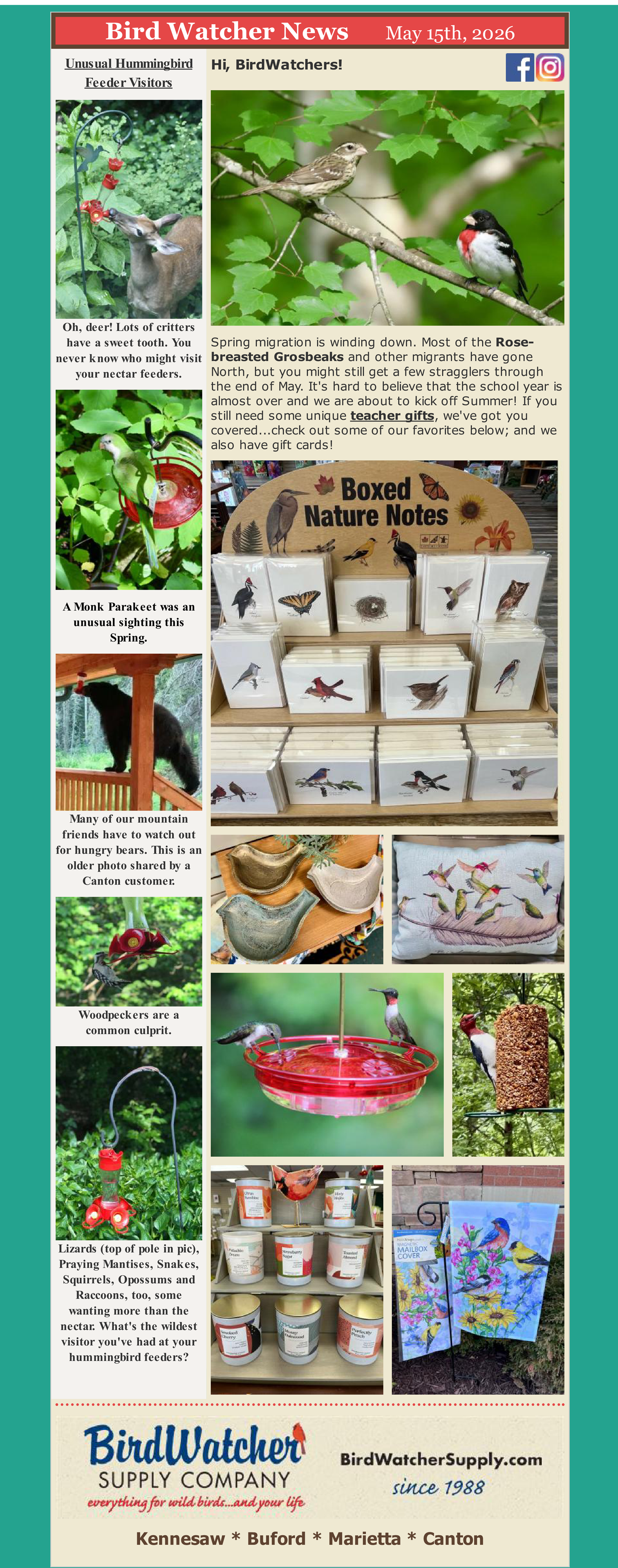 gifts, garden, home, Rose-breasted Grosbeaks, hummingbirds, pillows, teacher gifts, notecards, nature, flags, birdfeeders